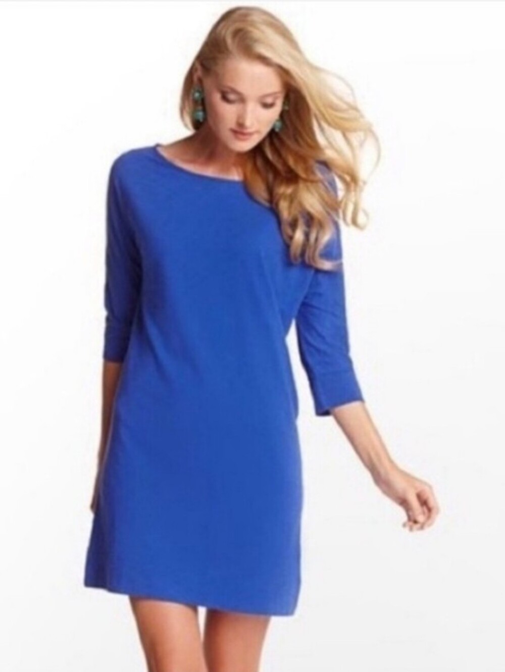 Lilly Pulitzer Womens XS Cassie Dress Cobalt Blue 100% Pima Cotton Nautical